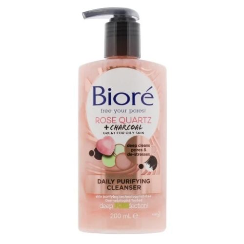 Biore Rose Quartz & Charcoal Daily Purifying Cleanser 200ml