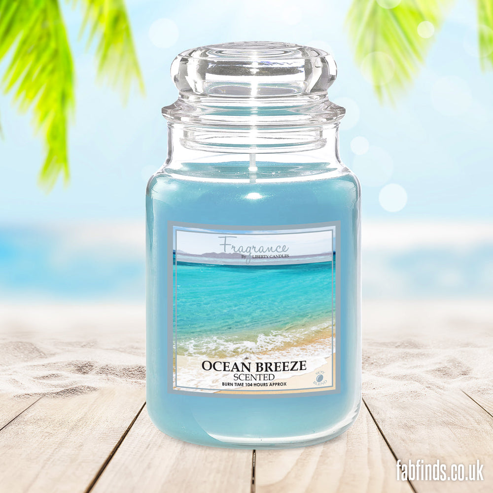 Fragrance Ocean Breeze Scented Jar Wax Candle 18oz