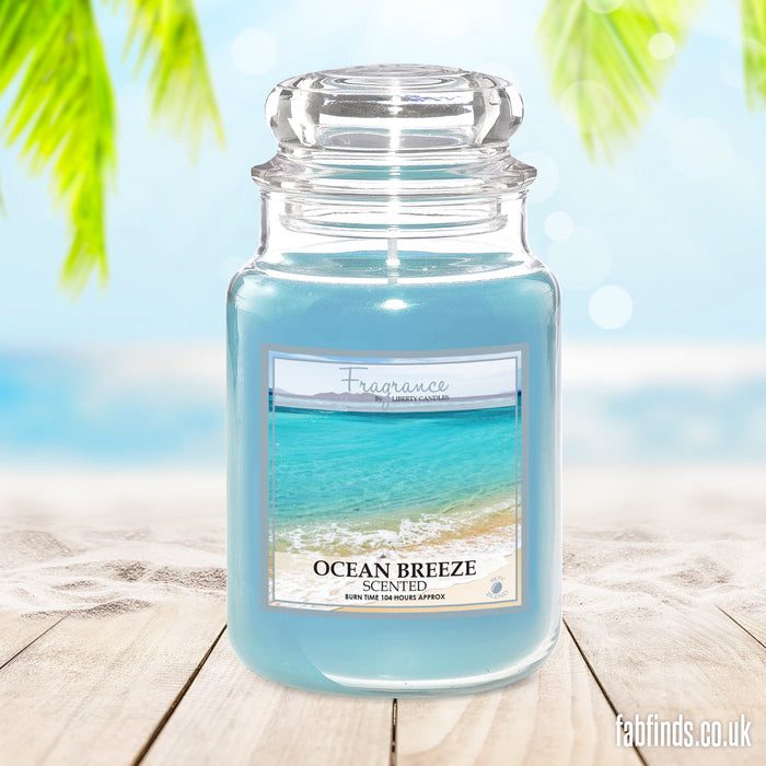 Fragrance Ocean Breeze Scented Jar Wax Candle 18oz