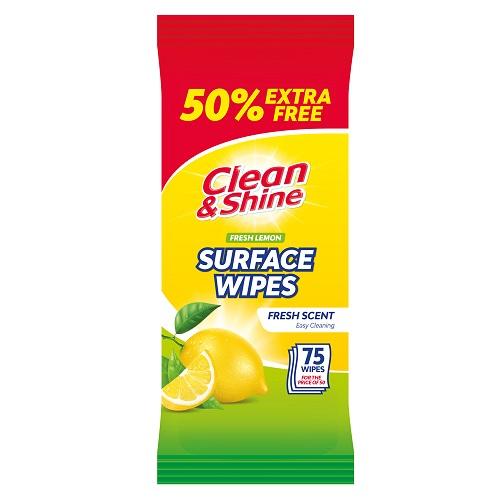 Clean & Shine Fresh Lemon Surface Wipes 75 Wipes