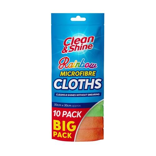 Clean & Shine Rainbow Microfibre Cloths Pack Of 10