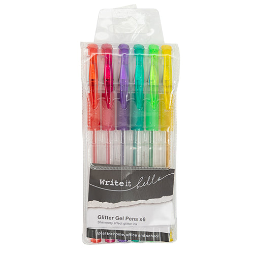 Write It Glitter Gel Pens Assorted Colours x 6