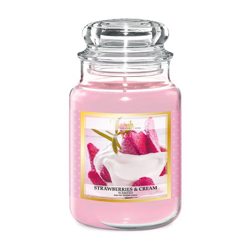 Fragrance Large Strawberries & Cream Scented Wax Candle 18oz