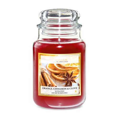 Liberty Candles Fragrance Orange Cinnamon & Clove Jar Wax Candle 18oz