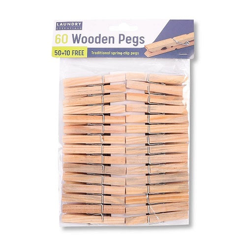 Wooden Clothes Pegs 60 Pack