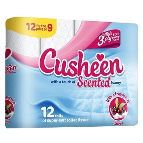 Cusheen Cherry Scented 3-Ply Toilet Roll 12 rolls