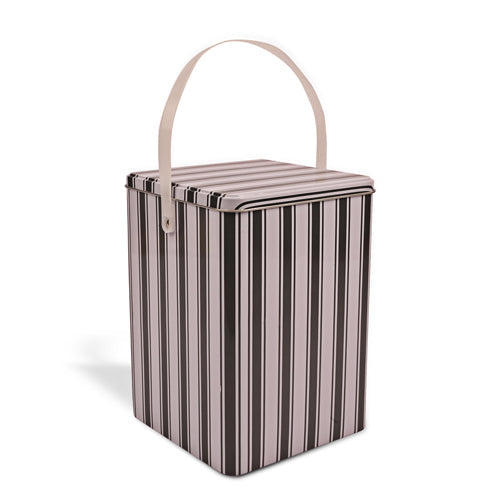 Tessuto Laundry Storage Tin Grey and White Stripe