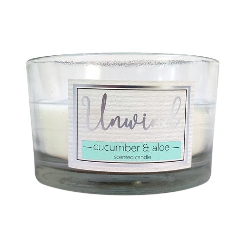 Unwind Cucumber & Aloe Scented Wax Glass Candle 12oz