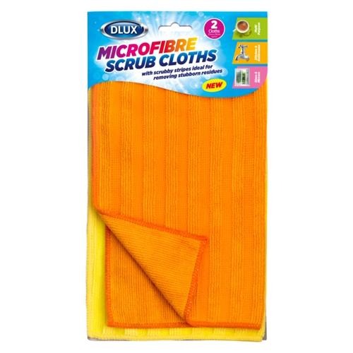 Dlux Microfibre Scrub Cloths Pack Of 2