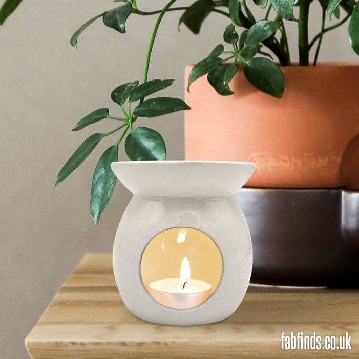 White Ceramic Oil Wax Melt Burner 10cm