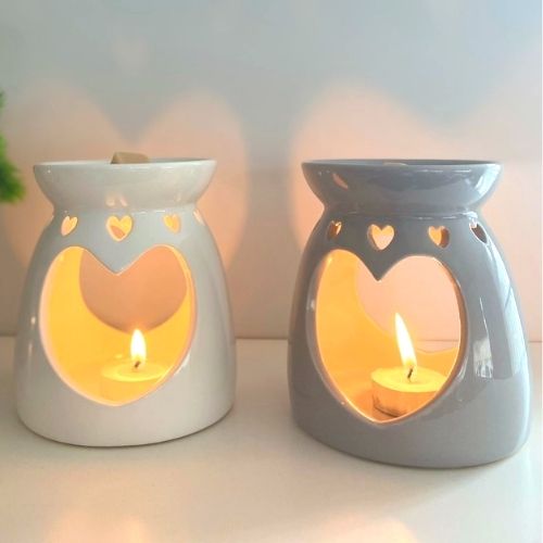 Home Collection Grey Heart Oil Burner 13cm