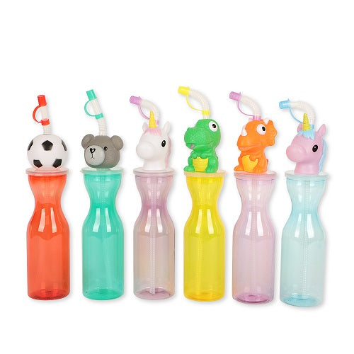 Animal Head Drinks Bottle With Straw