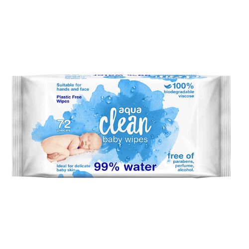 Aqua Clean Baby Wipes 72 Pack