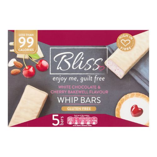 Bliss White Chocolate & Cherry Bakewell Flavour Whip Bars 5 Pk