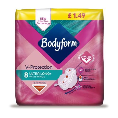Bodyform V-Protection Ultra Long With Wings 8 Pack