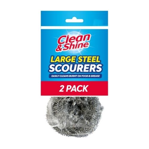 Clean & Shine Large Spiral Steel Scourers 2 Pack