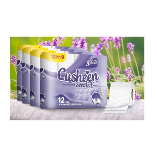 Cusheen Scented Lavender Toilet Roll 12 Pack