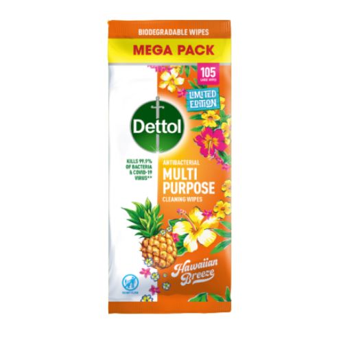 Dettol Anti-Bacterial Multipurpose Cleaning Wipes Hawaiian Breeze 105 Pk