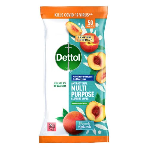 Dettol Anti-Bacterial Multi Purpose Wipes 50pk Peach Splash