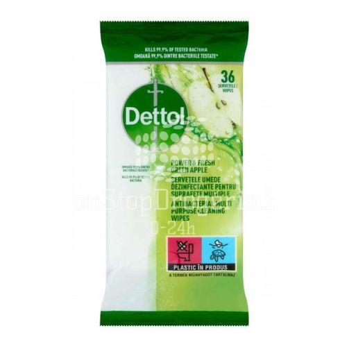 Dettol Power & Fresh Green Apple Cleaning Wipes 36 Pk