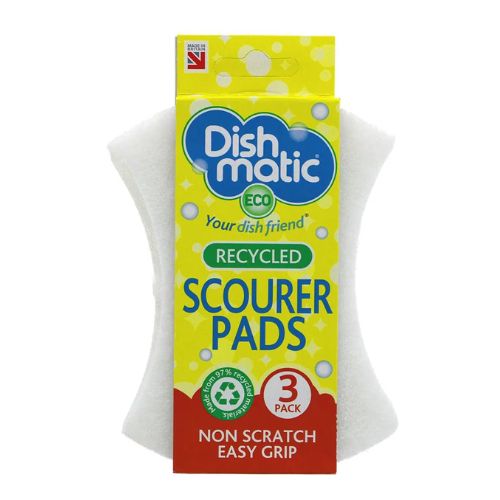 Dishmatic White Recycled Scourer Pads 3 Pack