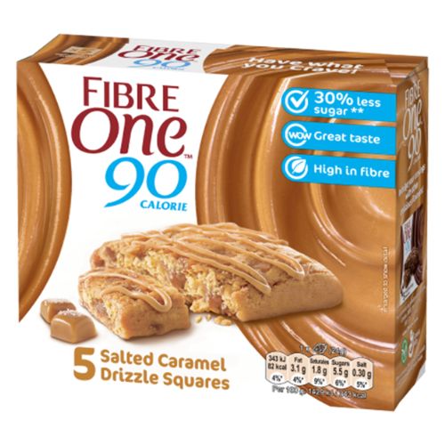 Fibre One 90 Calorie Salted Caramel Drizzle Squares 5 Pk 120g