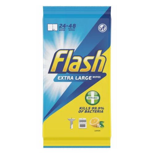 Flash Extra Large Lemon Antibacterial Cleaning Wipes 24 Pk