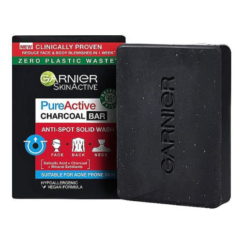 Garnier Pure Active Charcoal Cleansing Bar For Face & Body 100g