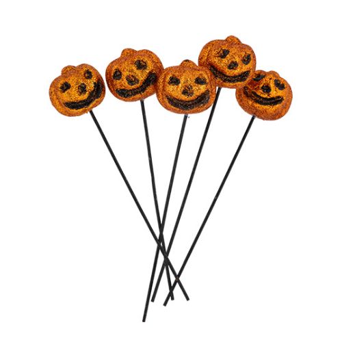 Halloween Pumpkin Smiley Picks 5 Pack