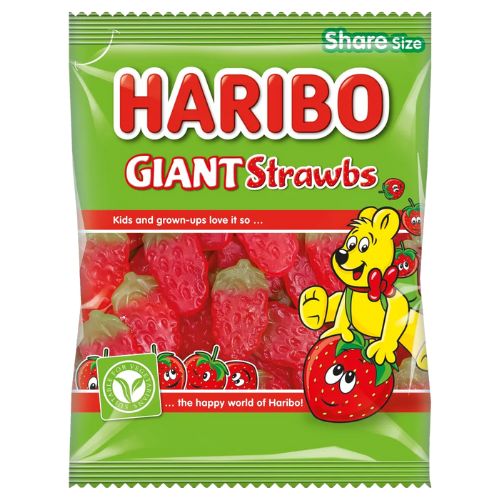 Haribo Giant Strawberries Sweets Bag 190g