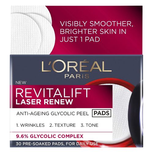 L'oreal Revitalift Laser Renew Anti Ageing Glycolic Acid Peel Pads 30 Pack