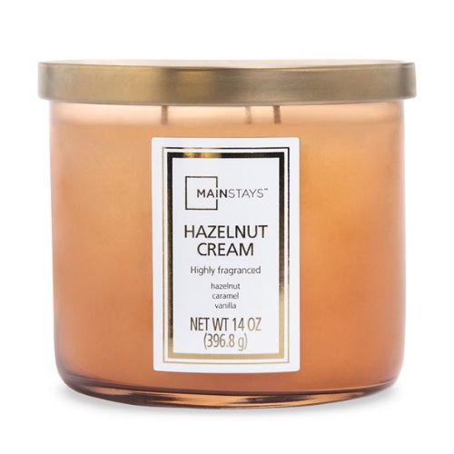 Mainstays Hazelnut Cream 3 Wick Candle 140z 396.8g