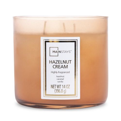 Mainstays Hazelnut Cream 3 Wick Candle 140z 396.8g