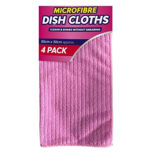 Microfibre Cleaning Cloths Pink 4 Pack