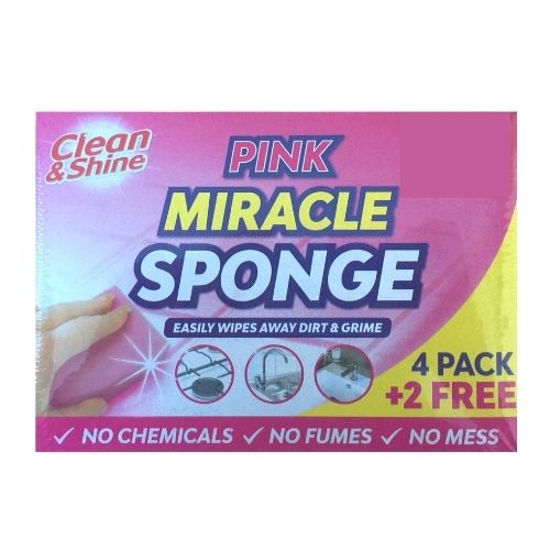 Clean & Shine Pink Miracle Sponge 4+2 Free Pack