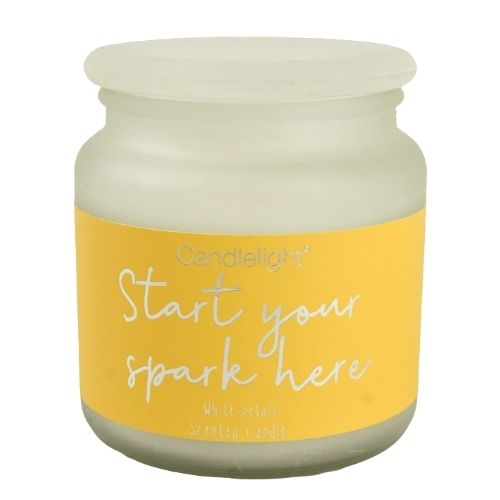 Start Your Spark Here Large Pot Candle White Petal Scent