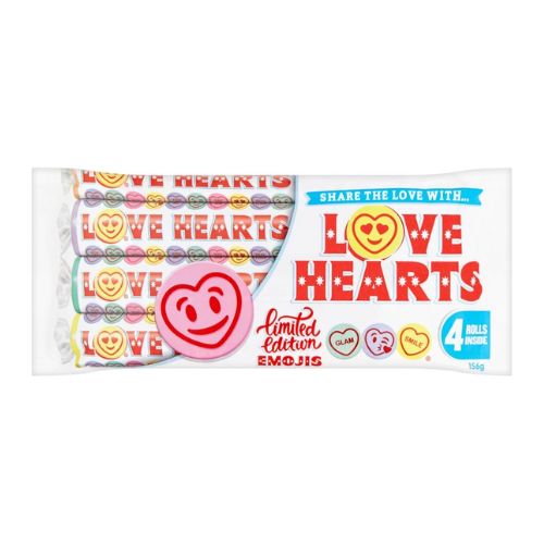 Swizzels Love Hearts Limited Edition Emojis Sweets 4 Rolls 156g