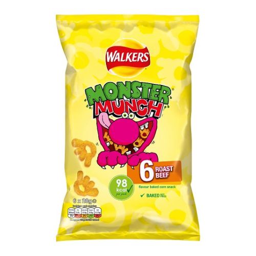 Walkers Monster Munch Roast Beef Crisps 6 Pack